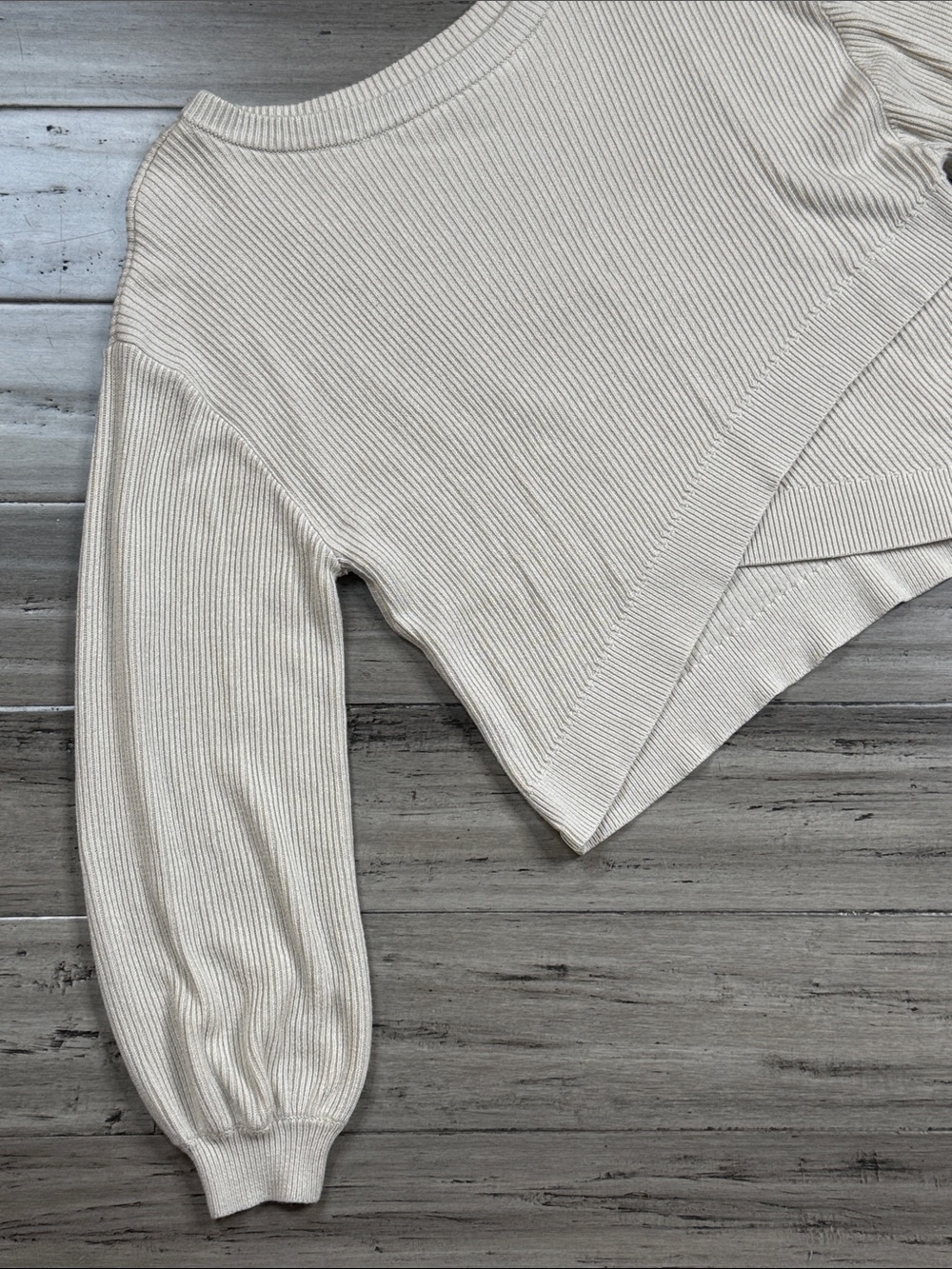 LULULEMON REVERSIBLE CROSSOVER WHITE OPAL SWEATER RIBBED KNIT PULLOVER SIZE 10 - Picture 2 of 15